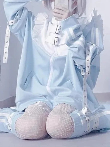Stitch Patchwork Ruffled Sweatshirt
