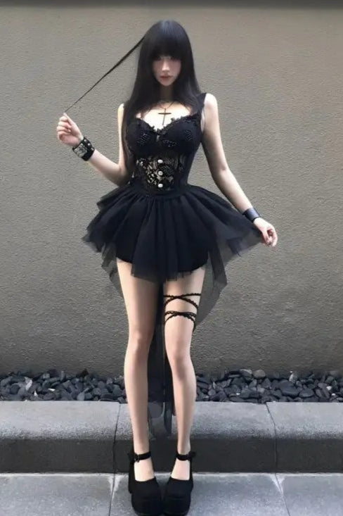 Dark Gothic Lace Camisole Skirt