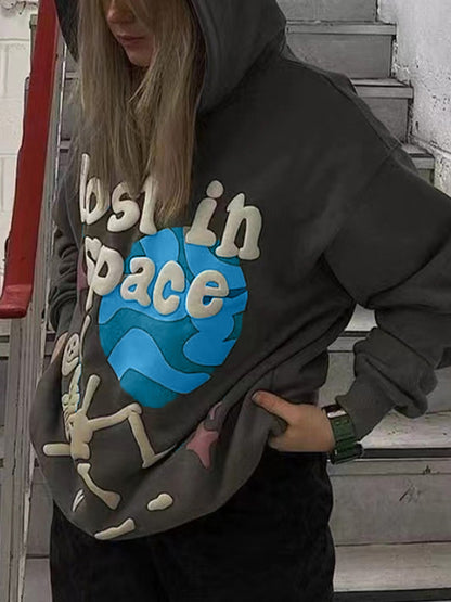Graffiti Letter Skull Graphic Hoodie