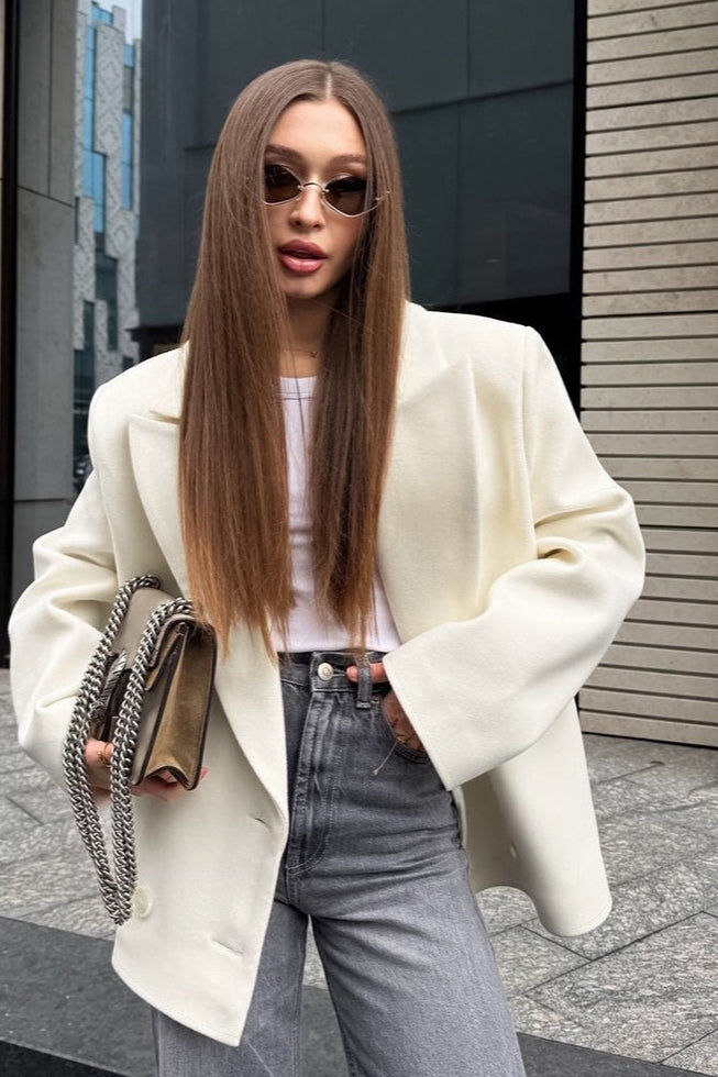 Old Money Beige Wool Blend Coat