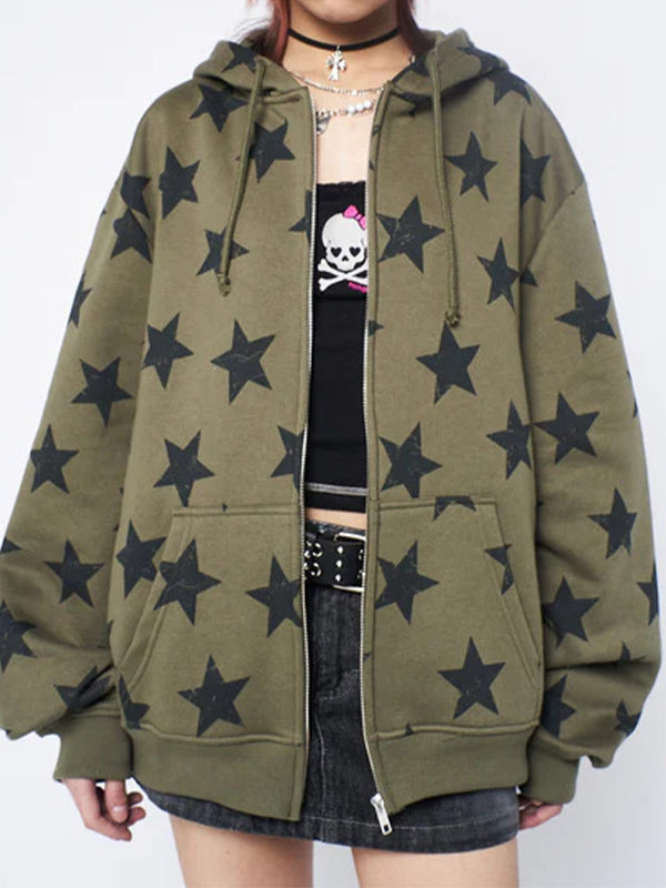 Star Print Oversized Hoodie