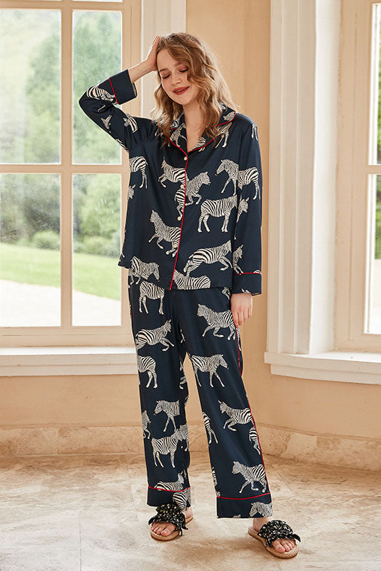Conjunto de pijama con estampado de cebra azul