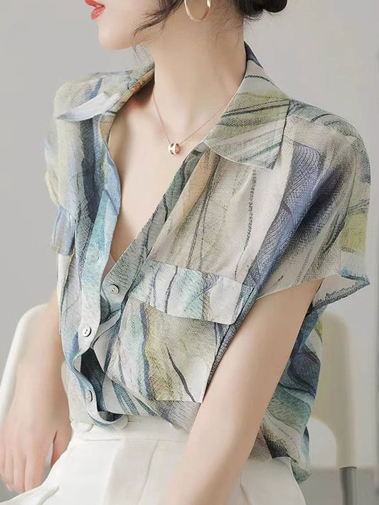 Kaitlyn Loose Lapel Chiffon Shirt