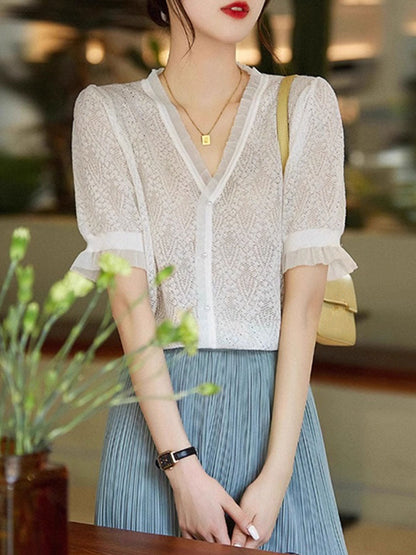 Kayla Elegant V-neck Auricular Knitted Sweater-Purple