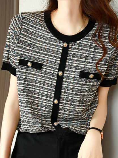 Morgan Loose Crew Neck Striped Knitted Top