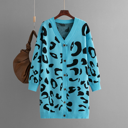 Cárdigan de mujer con estampado de leopardo y botones | Ideal para otoño/invierno
