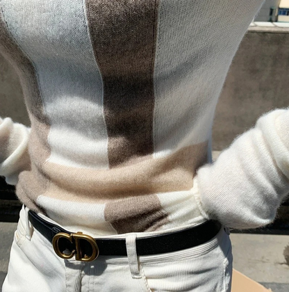 Jersey de punto a cuadros elegante y ajustado para mujer | Ideal para otoño/invierno