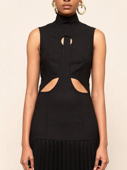 Pleated Cutout Maxi Dress