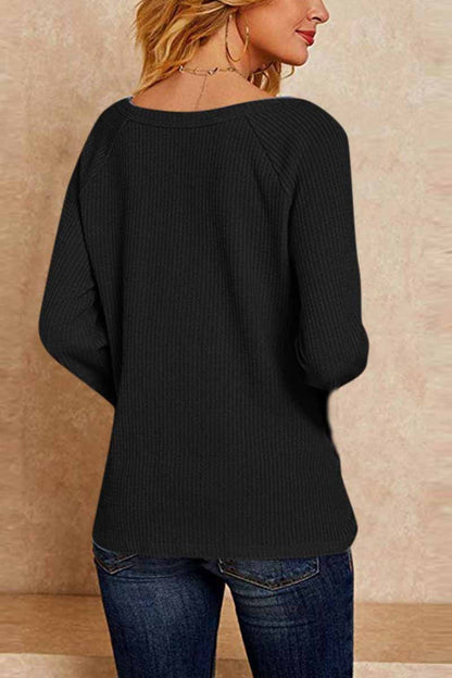 Waffle V-Neck Tops