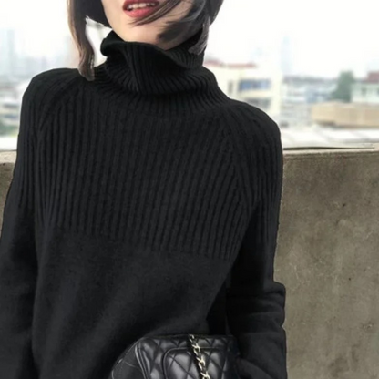 Suéter de cuello alto acanalado para mujer | Ideal para otoño/invierno