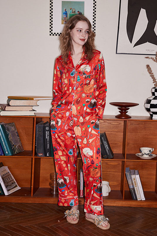 Conjunto de pijama de postre naranja