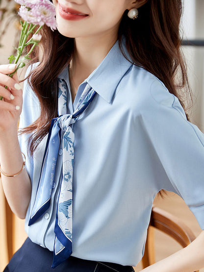 Madison Classic Bow Chiffon Shirt-White