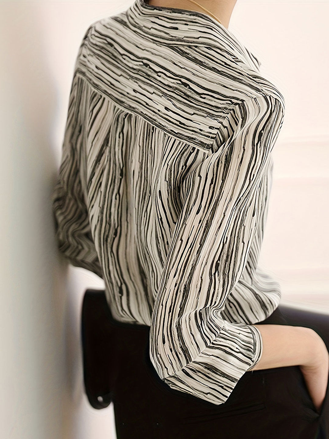 Maria Casual Lapel Striped Shirt