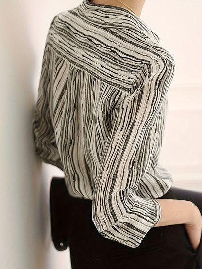 Maria Casual Lapel Striped Shirt
