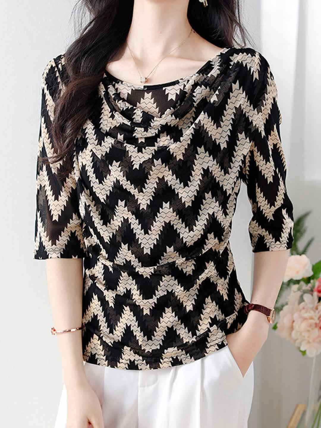 Sydney Slim Crew Neck Chiffon Top