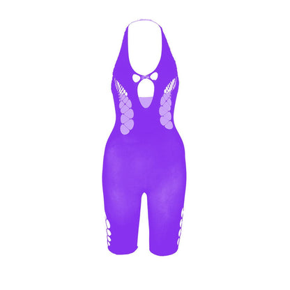 Halter hollow out backless u neck bodystocking  | Festival Outfits Women