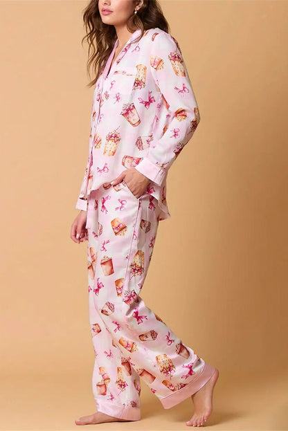 Conjunto de pijama con estampado de rayas navideñas