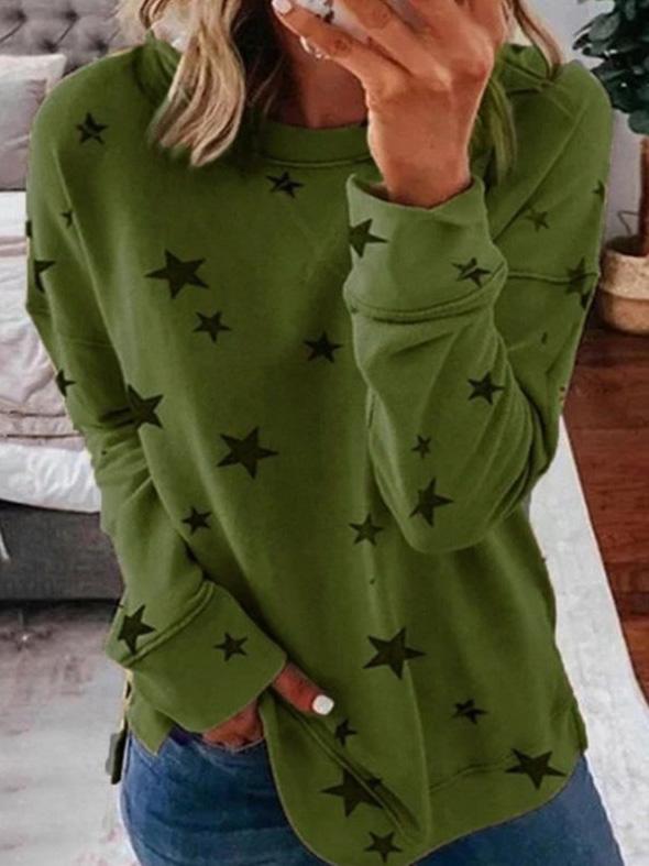 Elegante jersey de cachemira para mujer con estampado de estrellas y escote redondo | Ideal para otoño/invierno