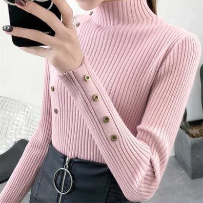 Jersey informal de punto de cuello alto para mujer | Ideal para otoño/invierno