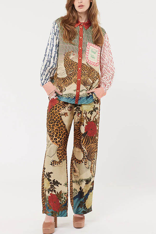 Conjunto casual con estampado de leopardo
