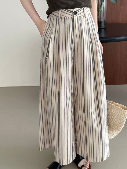 Evelyn Casual Striped Wide Pants