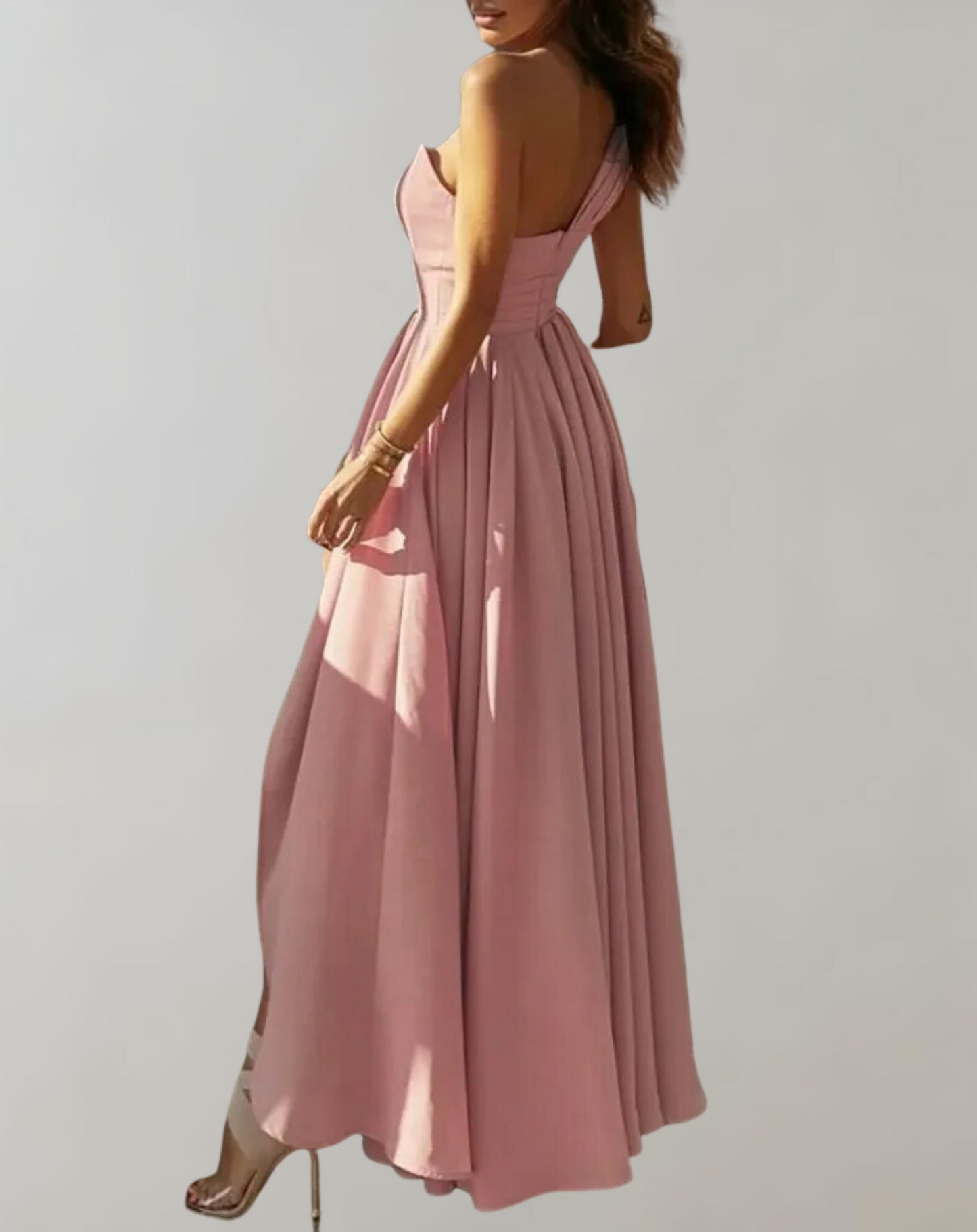Elegante vestido de cóctel para mujer con abertura y pliegues | Ideal para primavera/verano