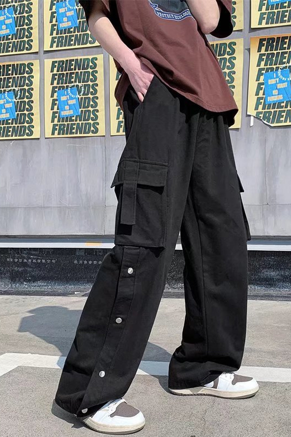 Loose Cargo Pockets Straight Casual Men Pants