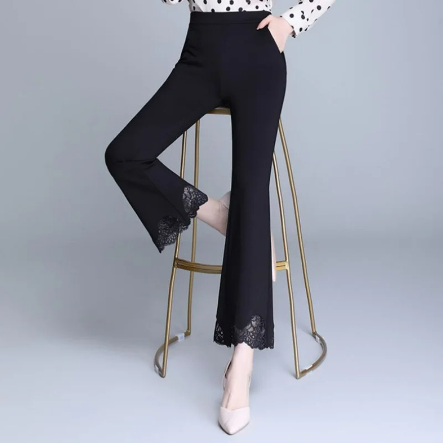 Women's Trendy High-Cut Ribbed Flared Pants with Bell Bottom | Ideal for All Seasons
