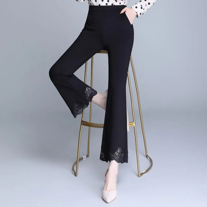 Women's Trendy High-Cut Ribbed Flared Pants with Bell Bottom | Ideal for All Seasons