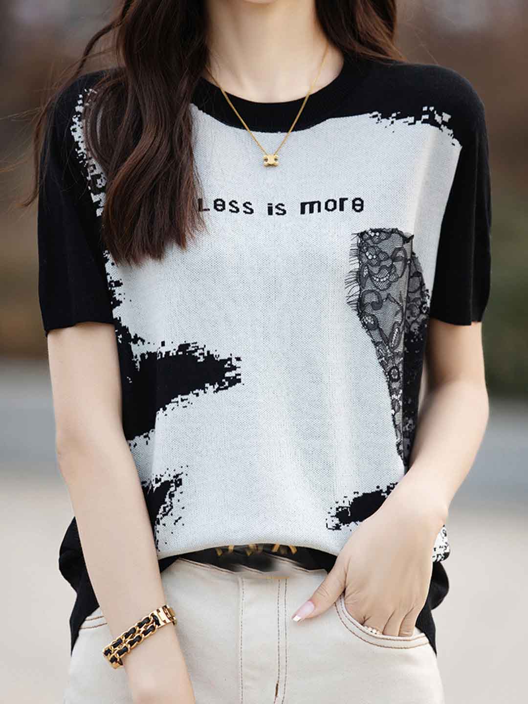 Peyton Loose Crew Neck Jacquard Top