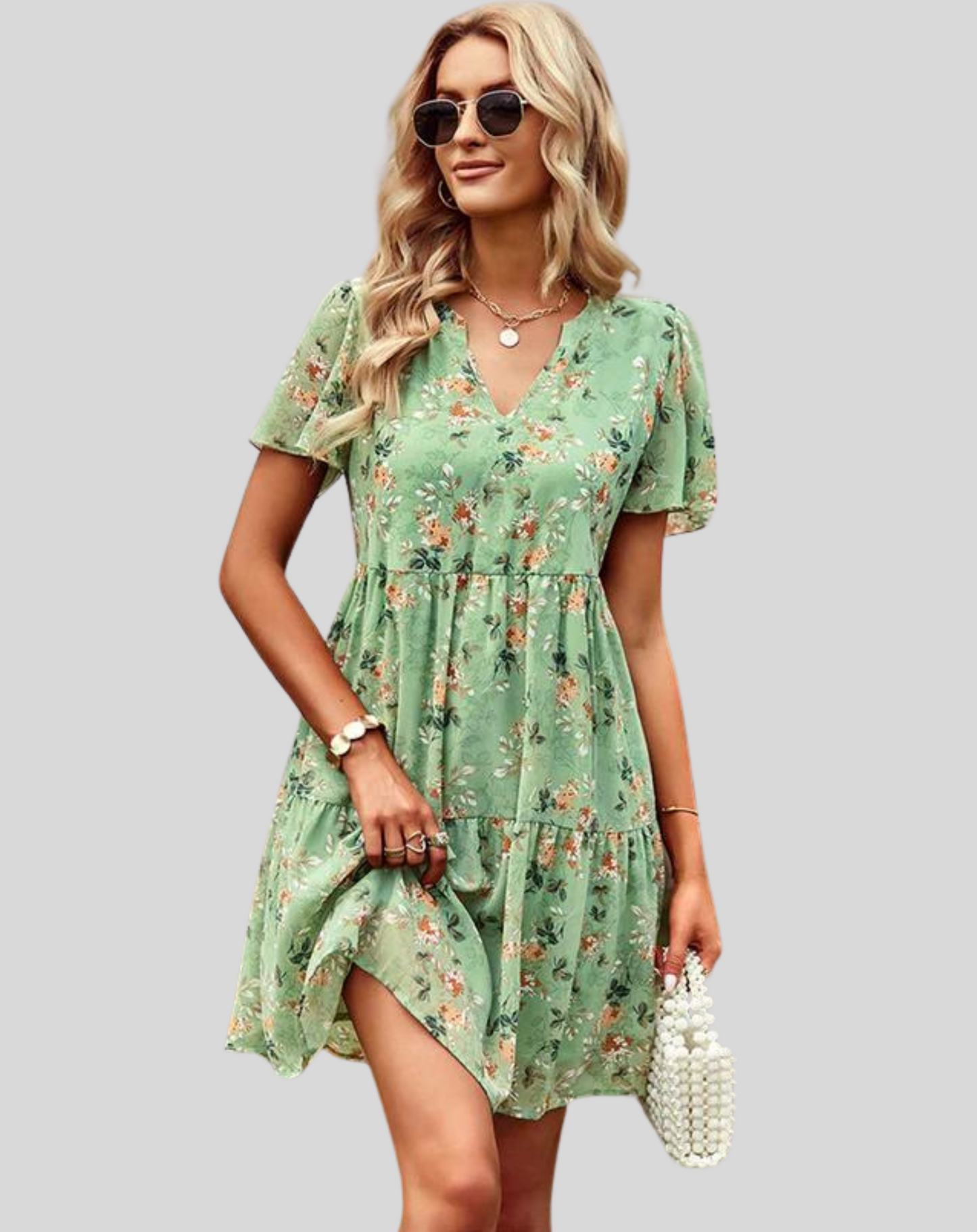 Minivestido floral de mujer con falda en forma de A para eventos de verano