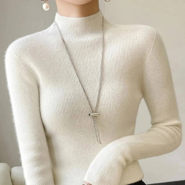 Jersey de cuello alto ajustado y grueso para mujer | Ideal para otoño/invierno