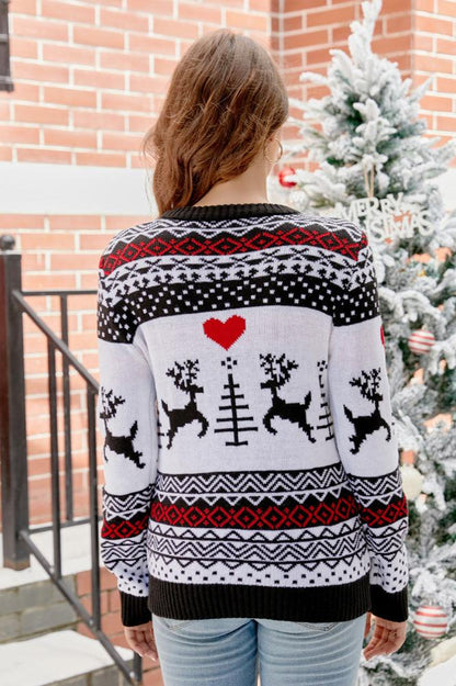 Suéter de punto con oso y astas navideño 