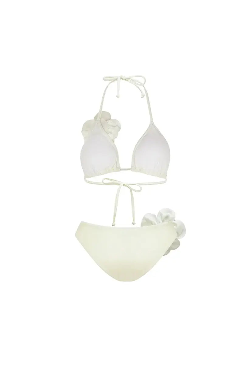 Conjunto de bikini sexy con estampado floral 3D y cuello halter