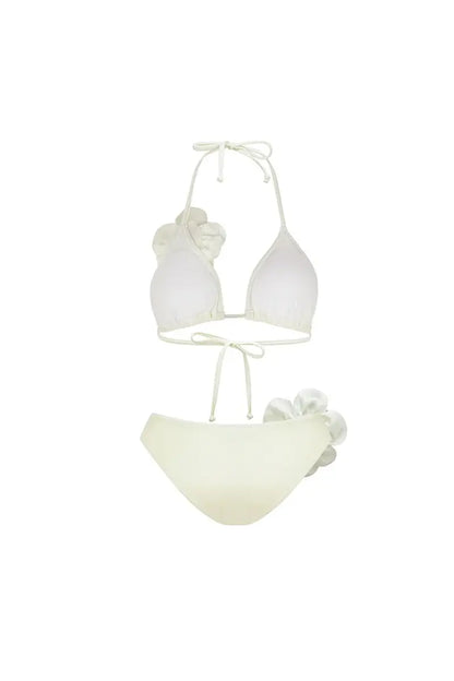 Conjunto de bikini sexy con estampado floral 3D y cuello halter