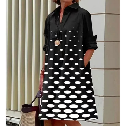 Women's Casual Turn Up Collar Midi Dress with Floral Print | Ideal for Spring/Summer