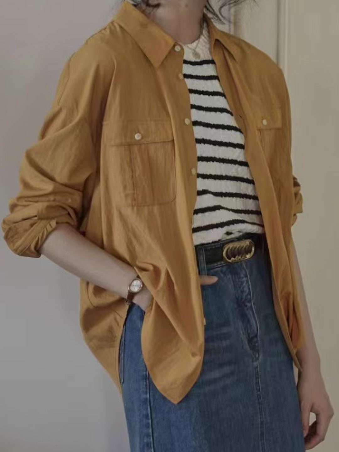 Isabella Vintage Lapel Pleated Shirt