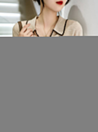 Taylor Classic Contrast Lapel Knitted Sweater-White