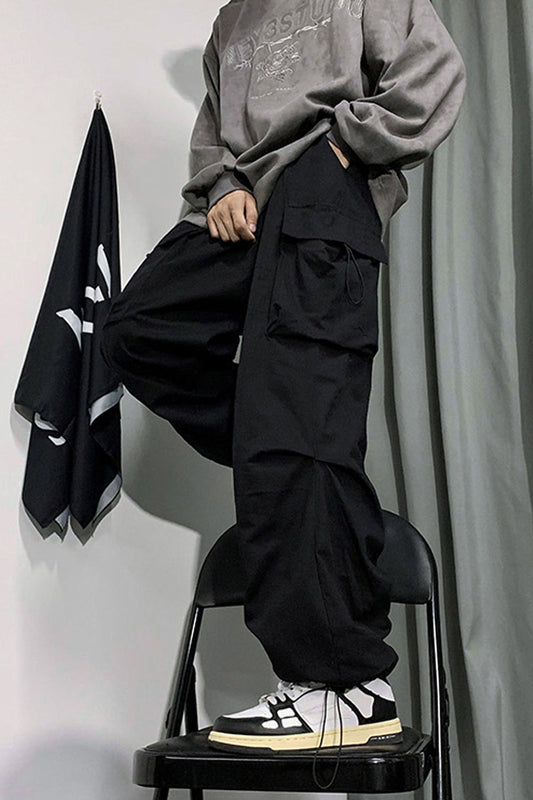 Elastic Waist Side Pocket Cargo Pants