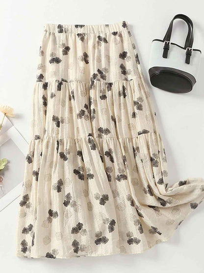 Layla Vintage A-Line Pleated Floral Skirt