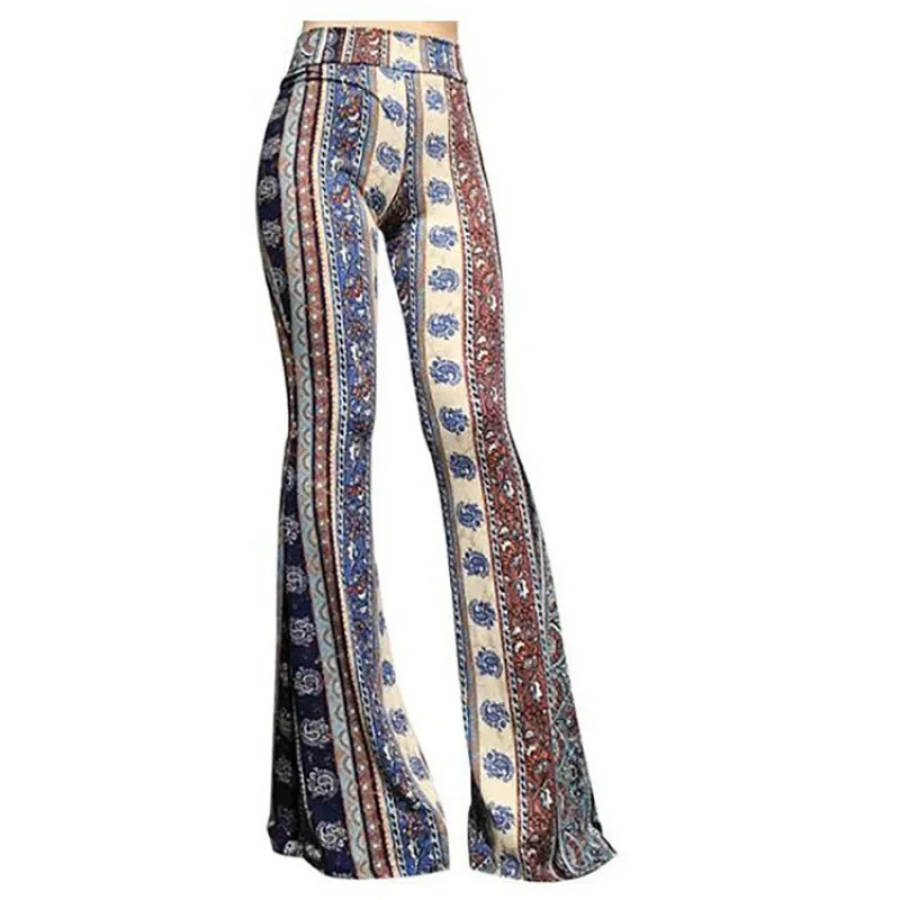 Women's Stretchy Boho Style High Waisted Flared Pants | Great for Casual Days