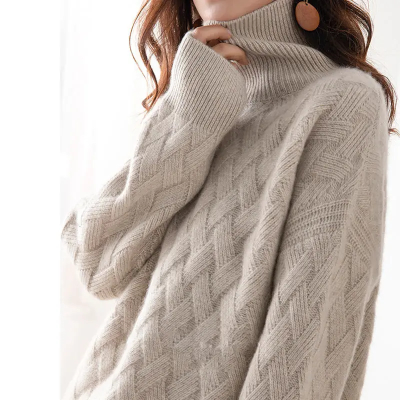 Jersey de punto grueso y moderno para mujer con estampado en zigzag | Ideal para otoño/invierno