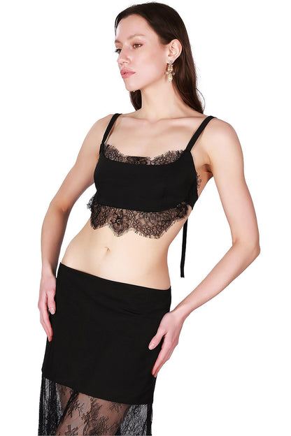 Conjunto de falda de encaje negro