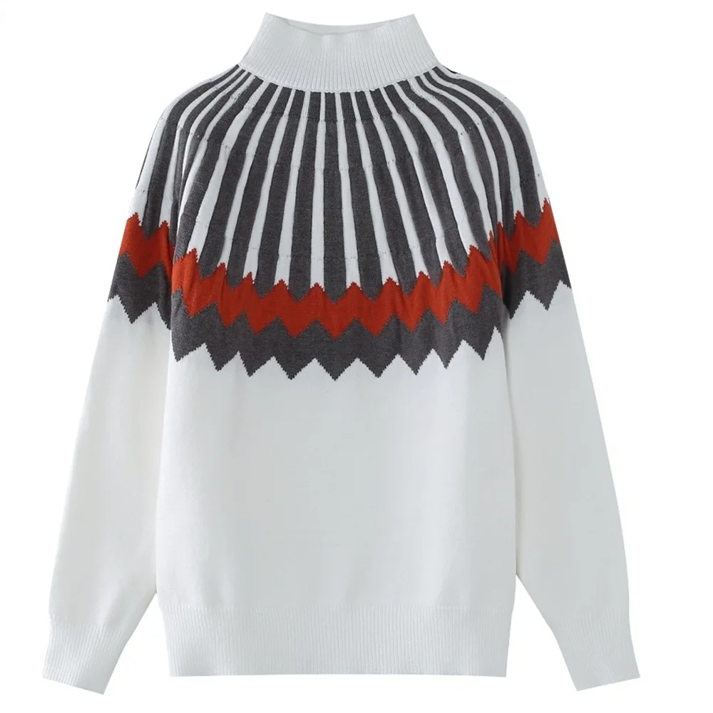 Elegante jersey de punto para mujer con estampado geométrico | Ideal para otoño/invierno