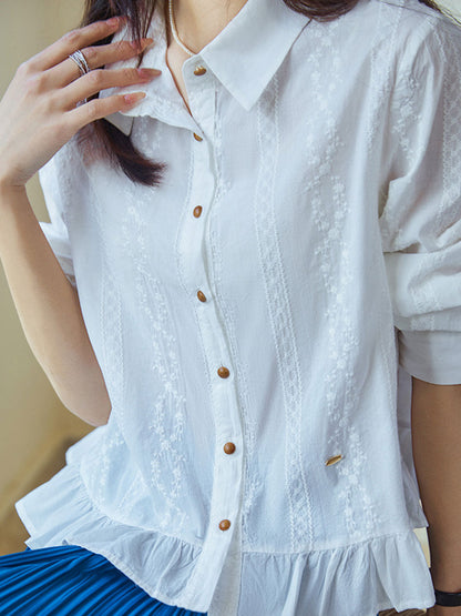 Madeline Elegant Lapel Embroidered Top