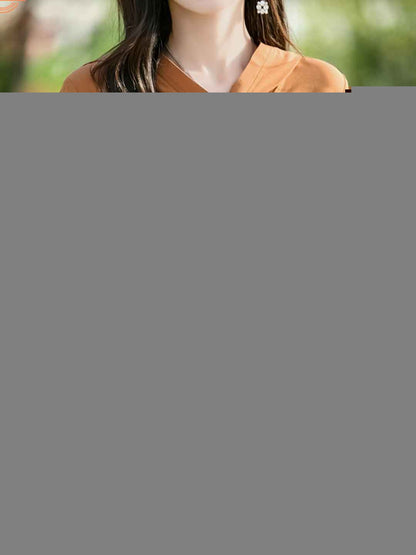 Mya Casual V-neck Solid Color Hooded Shirt