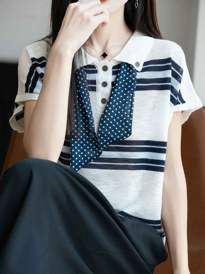 Kylie Loose Colorblock Striped Knitted Top