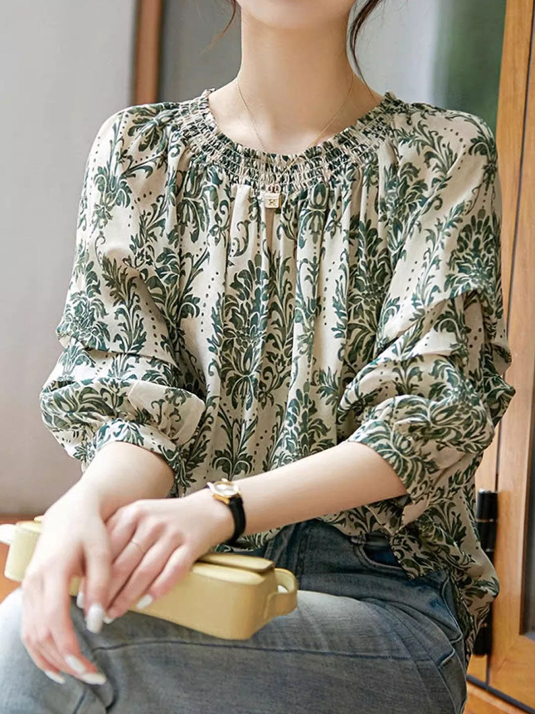 Layla Classic Printed Off-shoulder Shirt