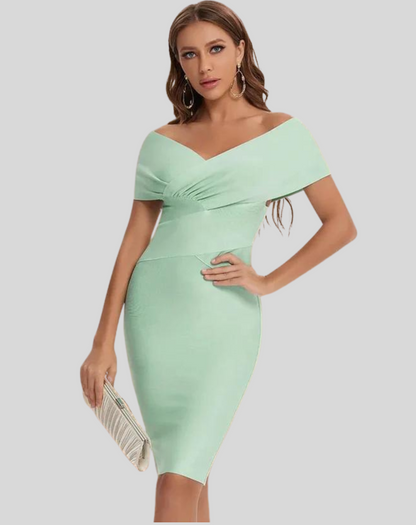 Women's Elegant Solid Color Off-Shoulder Midi Dress | Ideal for Spring/Summer