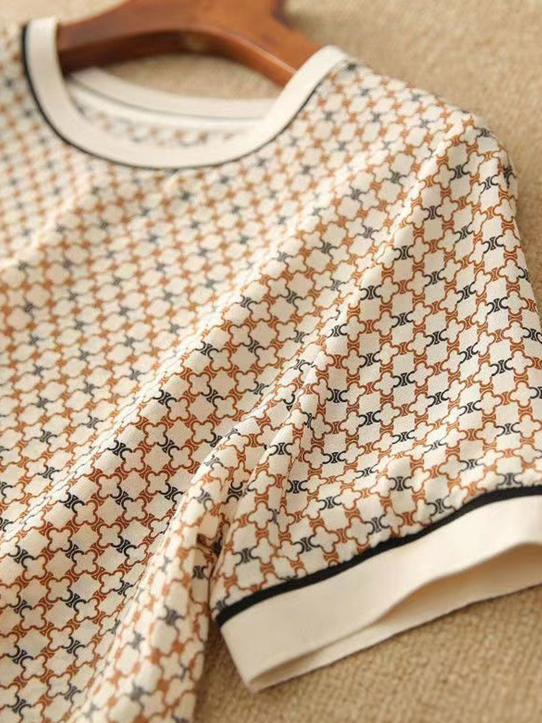 Layla Loose Crew Neck Printed Chiffon Top